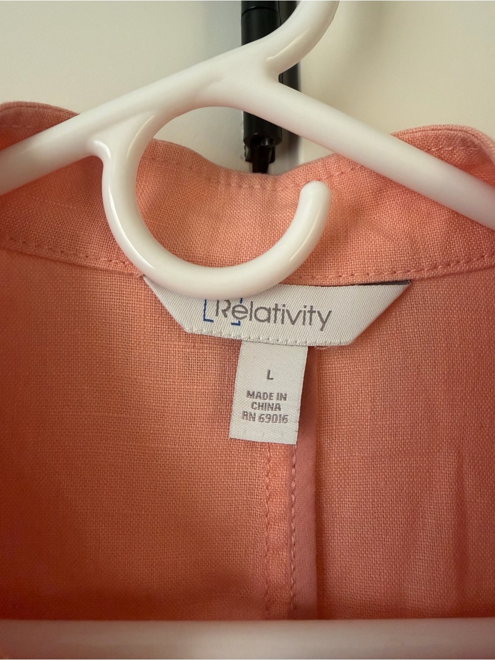 Women’s Lightweight Coral/peach Utility Jacket 100% Linen size large - Picture 2 of 6